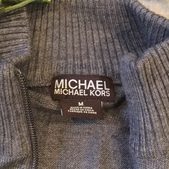 Michael Kors Gray Sweater Jacket Med Zip Cardigan - Picture 2 of 7